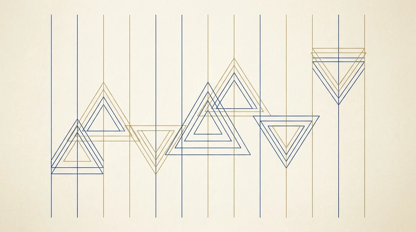 Geometric triangles and lines form an abstract pattern, representing digital transformation.